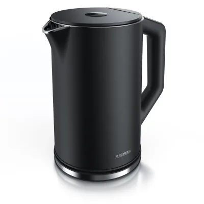 Arendo Wasserkocher, 1,5 Liter, 40-100 Grad Temperaturwahl, LED-Display, hochwetiger Edelstahl, Schwarz