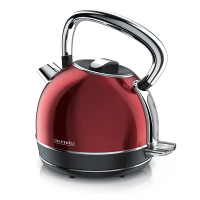 Arendo Wasserkocher mit Temperatureinstellung, 1,7 l, 2200 W, Edelstahl Retro Style Vintage, Überhitzung & Trockenkochschutz, schwarz