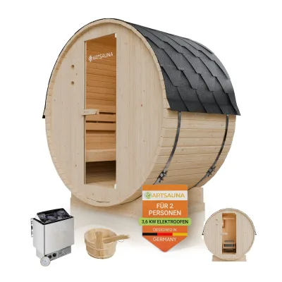 Artsauna Fasssauna Natur 191x193x120 cm