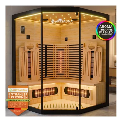 Artsauna Infrarotkabine Schwarz 140x190x140 cm