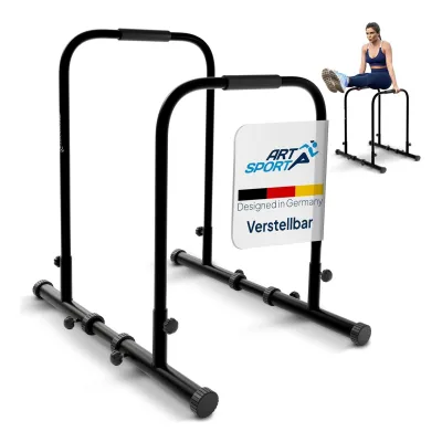 ArtSport Dip Barren - Dip Station bis 500 kg - Liegestützgriffe - verstellbar - Push Up Bar Schwarz