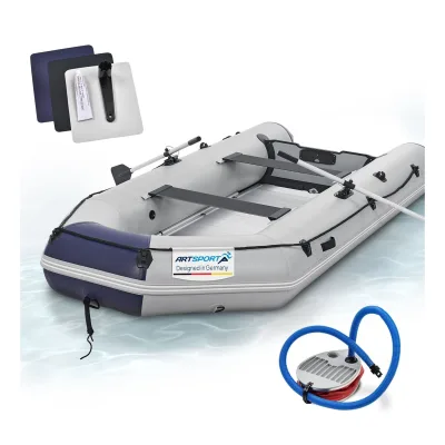 ArtSport Schlauchboot 3,80 m mit 2 Sitzbänke, Aluboden, Paddel, Pumpe, Tasche & Reparaturset