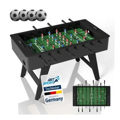 Artsport Tischkicker ProKick - MDF-Kickertisch mit Torzähler & Anti-Rutsch-Griffen – Schwarz