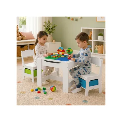 Baby Vivo Kindersitzgruppe mit multifunktionalem Tisch und 2 Stühlen aus Holz - Moritz
