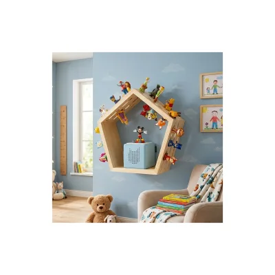 Baby Vivo Regal für Toniebox mit magnetischer Aufbewahrung für über 68 Tonies - Fünfeck