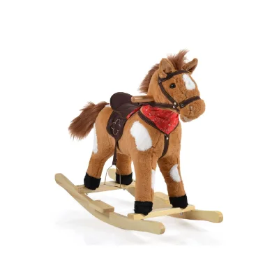 Babyshoppen Schaukelpferd Thunder WJ-302, Plüsch Sound, Kufen, Rollen, Sattel