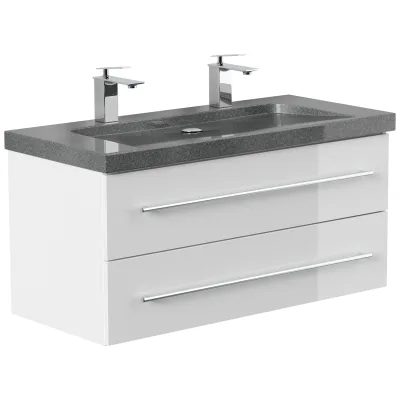 Badmöbel Granit G654 YAMO 100 cm 2 Hahnlöcher SoftClose in versch. Ausführungen