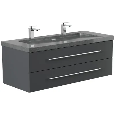 Badmöbel Granit G654 YAMO 130 cm 2 Hahnlöcher SoftClose in versch. Ausführungen
