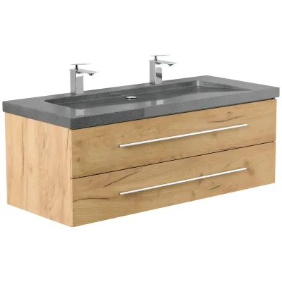 Badmöbel Granit G654 YAMO 130 cm 2 Hahnlöcher SoftClose in versch. Ausführungen