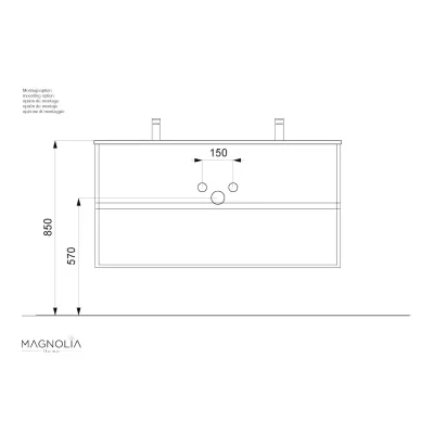 Badmöbel Limes & Doppel-Waschtisch 120cm 2 Greifraum SoftClose Auszüge weiß Hgl