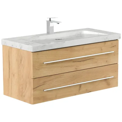 Badmöbel Marmor Carrara White YAMO 100 cm 1 Hahnloch SoftClose in versch. Ausführungen