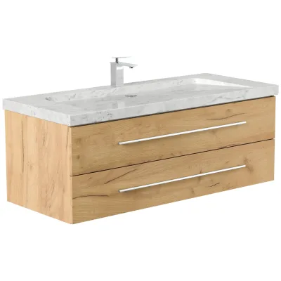 Badmöbel Marmor Carrara White YAMO 130 cm 1 Hahnloch SoftClose in versch. Ausführungen
