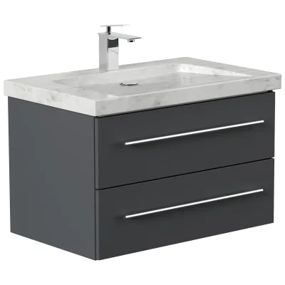 Badmöbel Marmor Carrara White YAMO 75 cm 1 Hahnloch SoftClose in versch. Ausführungen