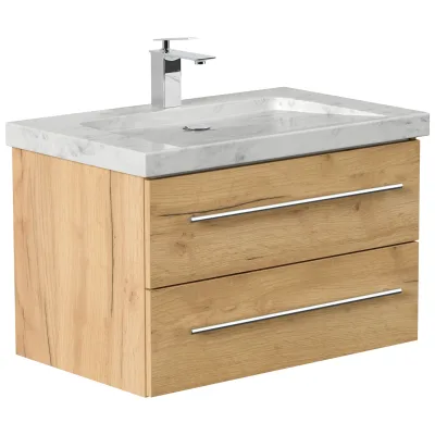 Badmöbel Marmor Carrara White YAMO 75 cm 1 Hahnloch SoftClose in versch. Ausführungen