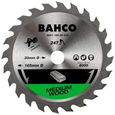 Bahco 24-Zähne Kreissageblätter für Akku-Kreissägen in Holz 150 mm x 10 mm