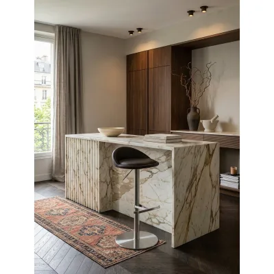 Barhocker Edelstahl Höhenverstellbar Rückenlehne Drehbar, Braun 43x43x90 cm