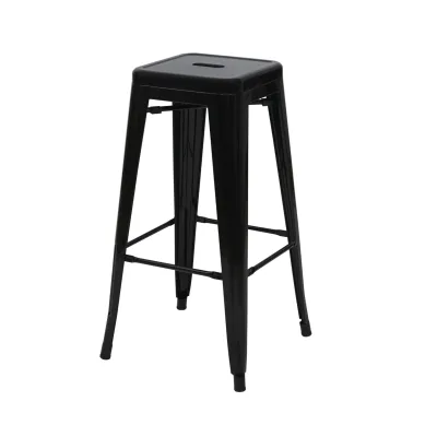 Barhocker MCW-A73, Barstuhl Tresenhocker, Metall Industriedesign stapelbar ~ schwarz