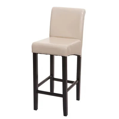 Barhocker MCW-C33, Barstuhl Tresenhocker, Holz MVG-zertifiziert ~ creme, dunkle Beine, Kunstleder