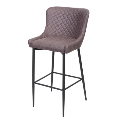 Barhocker MCW-H79, Barstuhl Tresenhocker, Vintage Metall Fußablage ~ Stoff/Textil dunkelgrau