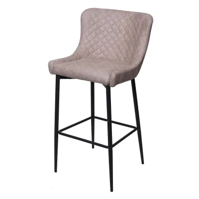 Barhocker MCW-H79, Barstuhl Tresenhocker, Vintage Metall Fußablage ~ Stoff/Textil grau