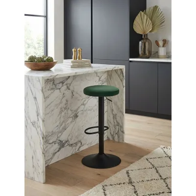 Barhocker Samt Höhenverstellbar Ohne Lehne Drehbar Metallgestell, Grün 40x40x79 cm
