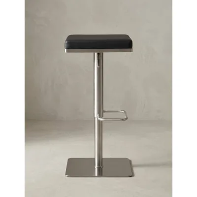 Barhocker – Schwarz, Kunstleder, Edelstahl, höhenverstellbar, drehbar, gepolstert, Modern