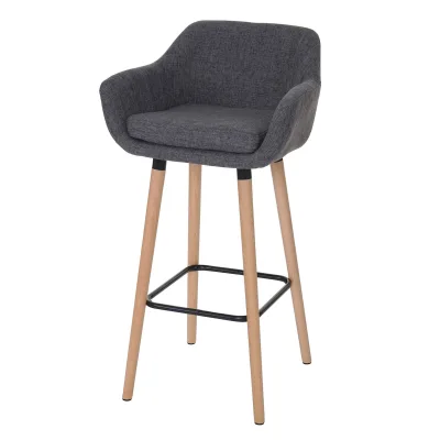 Barhocker Vaasa T381, Barstuhl Tresenhocker MVG-zertifiziert ~ Textil, grau