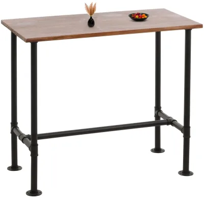 Bartisch MCW-N21, Thekentisch Bistrotisch, Fußablage Industrial Metall Massiv-Holz Kiefer 108x120x61cm ~ braun