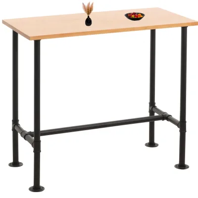 Bartisch MCW-N21, Thekentisch Bistrotisch, Fußablage Industrial Metall Massiv-Holz Kiefer 108x120x61cm ~ natur