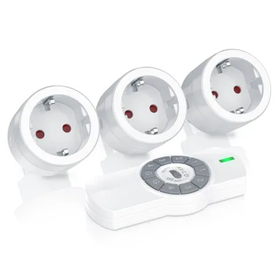 BEARWARE Funksteckdosen-Set für den Innenbereich 3x Funksteckdosen + Fernbedienung / max. 25m