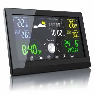 BEARWARE Wetterstation mit Außensensor & LCD Farbdisplay, Luftdruck mit Höhenkorrektur