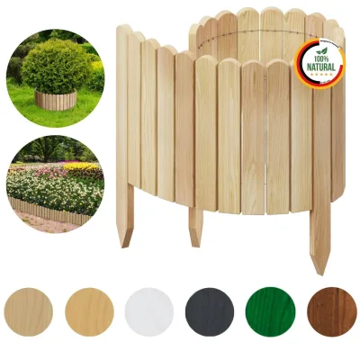 Beeteinfassung 40 x 100 cm Natur Flexibler Holzzaun Rasenkante