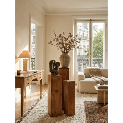 Beistelltisch 3er Set Massivholz Quadratisch Modern Säulenform, Akazie 24x24x85 cm