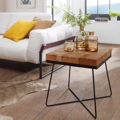 Beistelltisch Akazie 45x45cm Massivholz Telefontisch Couchtisch Tisch Wohnzimmer