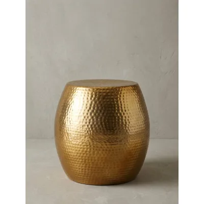 Beistelltisch Aluminium Rund Orientalisch Hammerschlag, Gold 42x42x42 cm