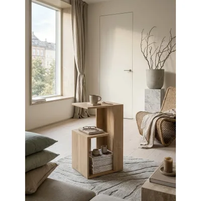 Beistelltisch Holz Modern Eckig, Sonoma 30x35x61 cm