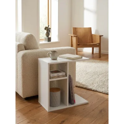 Beistelltisch Holz Modern Eckig, Weiß 50x30x50 cm