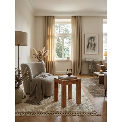 Beistelltisch Massivholz Landhausstil Design MUMBAI, Akazie 35x35x45 cm