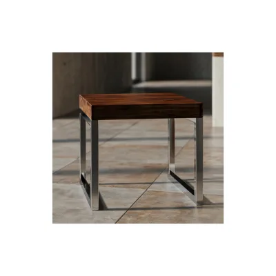 Beistelltisch Massivholz Metallgestell Landhausstil GUNA, Dunkelbraun 45x45x40 cm