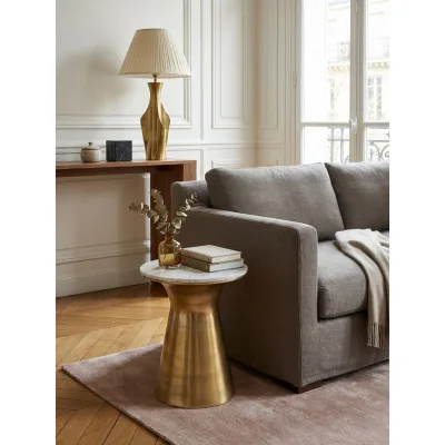 Beistelltisch – Rund Marmor Weiß Metall Gold 35x35x45 cm