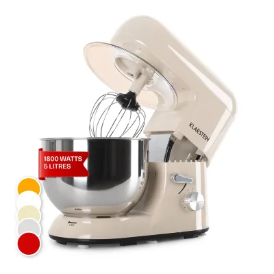 Bella Küchenmaschine 1800 W / 2,7 PS 5 Ltr Edelstahl BPA-frei Creme