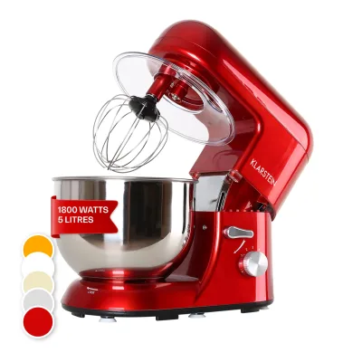 Bella Küchenmaschine 1800 W / 2,7 PS 5 Ltr Edelstahl BPA-frei Rot