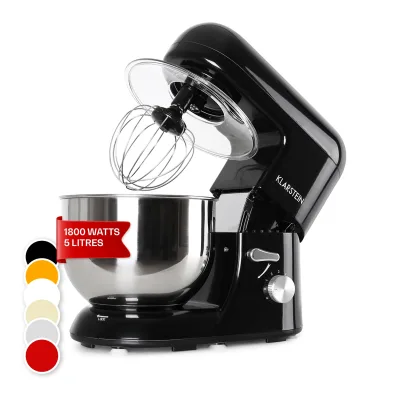Bella Küchenmaschine 1800 W / 2,7 PS 5 Ltr Edelstahl BPA-frei Schwarz