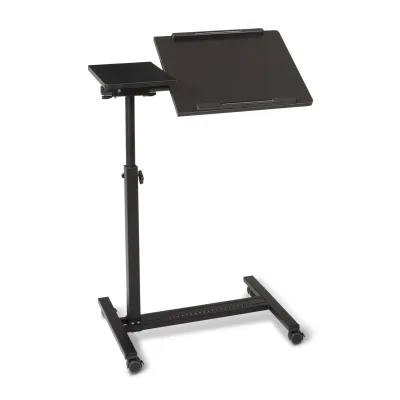 Bett- und Beistelltisch, höhenverstellbar 73-118 cm, mit Rollen, schwarz
