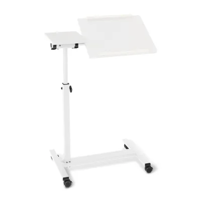 Bett- und Beistelltisch, höhenverstellbar 73-118 cm, mit Rollen, weiß