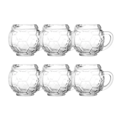 Bierglas 6er Set Biergläser Fussball Bierkanne 0,3 Liter