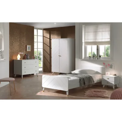 BILLY Jugendzimmer Set 4-tlg. best. aus: Bett 90 x 200 cm, Nachtkonsole, Kleiderschrank 2-trg. und Schubladen Kommode