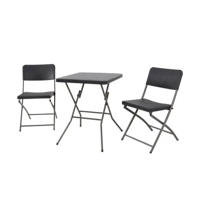 Bistroset 3-tlg. HDPE Balkonset Rattan-Optik Balkonmöbel Sitzgruppe