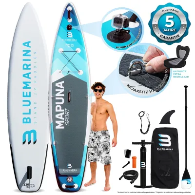 Bluemarina SUP Board Mapuna Sport, Kickpad, Double Layer, Paddel, Pumpe, Rucksack, 5J Garantie