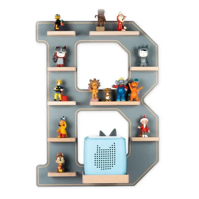 BOARTI Kinderregal Buchstabe B   hängend für Toniebox und Tonie Figuren   platzsparendes Regal   Maße H. 54 x B. 41 x T. 19   Wandregal Musikbox Figuren Aufbewahrung Magneteinsätzen   Aufbewahrungsregal Holz